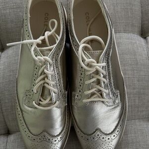 Cole Haan Silver Brogue Flats